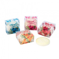 2 pastillas de jabón en caja de flores, colores surtidos