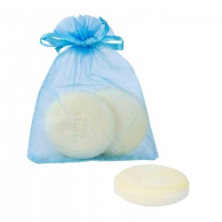 2 pastillas de jabón en bolsa de organza, color azul