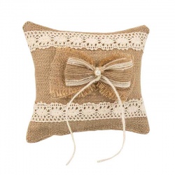 Cojín rústico para anillos de boda