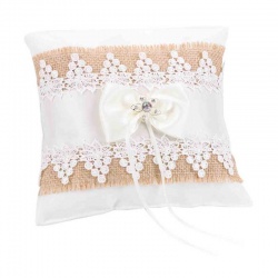 Cojín rústico para anillos de boda