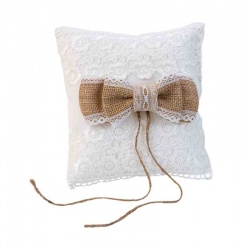 Cojín rústico para anillos de boda