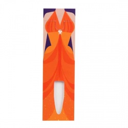 Cartón para bolígrafo con vestido de mujer