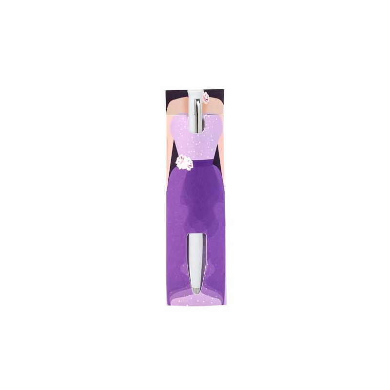 Cartón para bolígrafo con vestido de mujer
