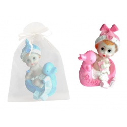 Figura resina bebé patito y bolsa de tul