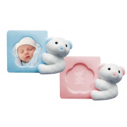 Peluche portafotos surtido en rosa o azul