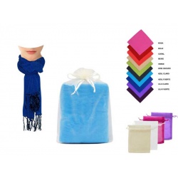 Pañuelo liso bambula con flecos y bolsa de tul