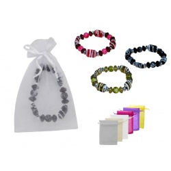 Pulsera con abalorios caramelo y bolsa de tul