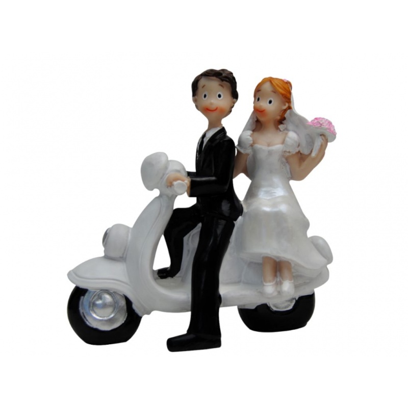 Figura de resina novios en moto para la tarta de tu boda
