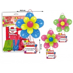 Kit cartel colgador de globos felicidades