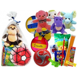 Balón reglamento/voleibol con golosinas y peluche pequeño