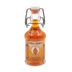 Botellita de licor Vodka Caramelo 40 ml, modelo Siphón en cristal