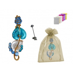 BROCHE DECOR PETALOS ONDAS + BOLSA TULL LISA (8942)