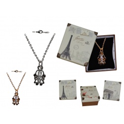 COLGANTE CON NIÑA (ORO-PLATA) + CAJA DE CARTON CIUDADES CON ALMOHADILLA (8547)
