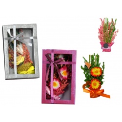 AMBIENTADOR DE FLORES CON IMAN EN CAJA CON LAZO