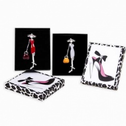 BROCHE MUJER BOLSO EN CAJA ZAPATO SURT.