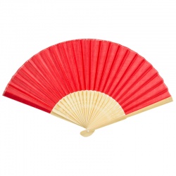 ABANICO  MADERA BAMBU ROJO