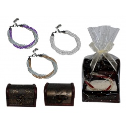 BAUL DE MADERA PEQ. + PULS. TRIPLE PERLAS (8130) + BOLSA CELOFAN Y LAZO (8904-8583)