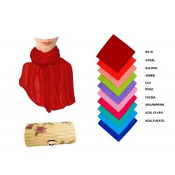 PAÑUELO RAYAS EN CAJA MADERA FLORES (165x35 cm.)