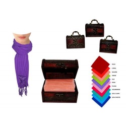 PAÑUELO DE RAYAS CON FLECOS + BAUL G. MADERA (8088)