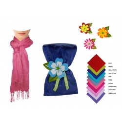PASHMINA DE LINO LISA + FLOR FIELTRO (8500)