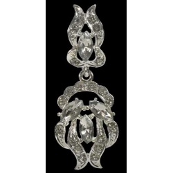 PENDIENTES PLATA ENVEJECIDA DE ZIRCONITAS BLANCAS, 4,5 cm.