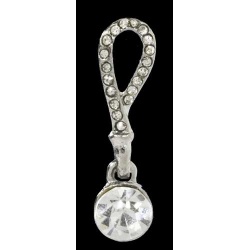 PENDIENTES PLATEADOS ZIRCONITAS BLANCAS,  3 cm.