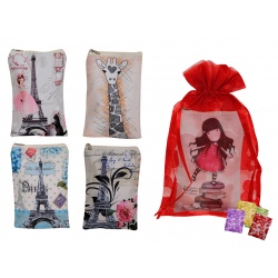 BOLSO MULTIUSOS CON CREMALLERA DIBUJOS-CIUDADES + BOLSA TULL FLORES (8536)