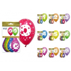Bolsa 6 globos números colores surtidos "IT5" (29 x 36 cm.)