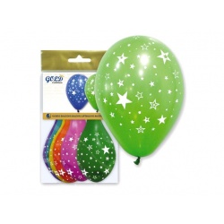 Bolsa 6 globos estrellas colores surtidos "IT5" (29 x 36 cm.)