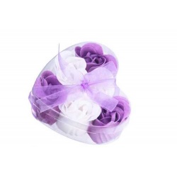 flor jabon en cajita de corazon