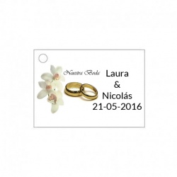 tarjeta de boda con alianzas para detalles de boda