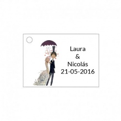 Tarjeta de boda para adornar los regalitos de boda