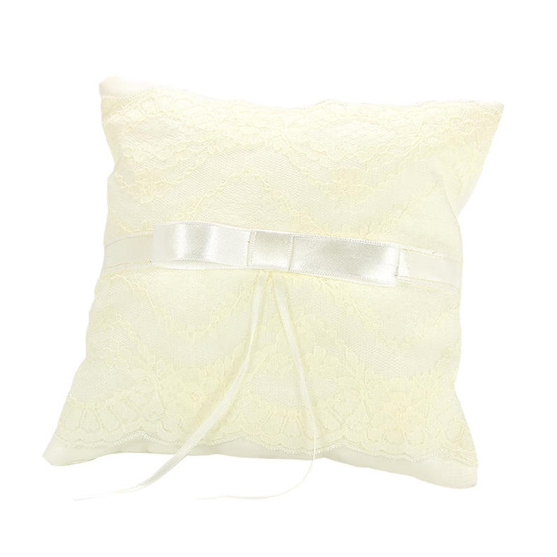 Cojín encaje beige y lazo Cojín encaje beige y lazo