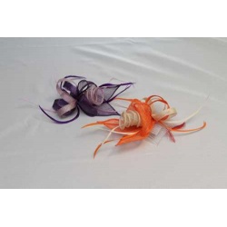 Original Tocado-Peina Flor Sinamay y plumas 3 colores