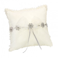 COJÍN FLORES PLATA Y LAZO ORGANZA       