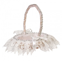 CESTA ENCAJE BLANCO Y BRILLANTES