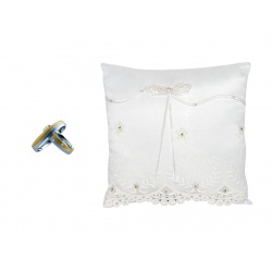 COJIN DE TELA PERLA CON BRILLANTES