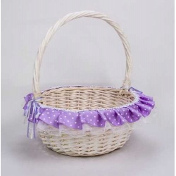CESTA MIMBRE BLANCA GRANDE LUNARES lila