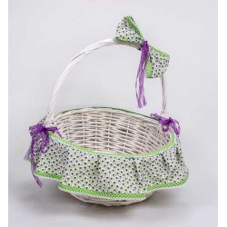 CESTA MIMBRE BLANCA PEQ. ESTAMPADO morado-verde