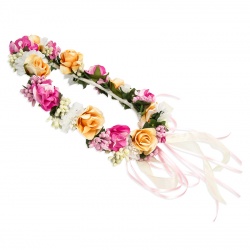 CORONITA TRICOLOR NARANJA ROSA Y BLANCO 