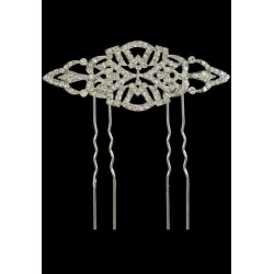 GANCHO DE PELO PLATA Y ZIRCONITAS, 7,5 cm