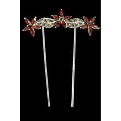 PEINA PLATA Y ZIRCONITAS ROJAS