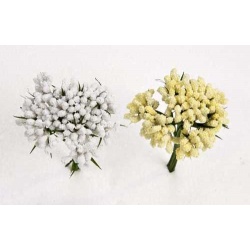 Bolsa 12 pomos 12 unidades florecillas blanca y beig =144