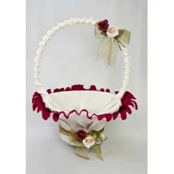 Cesta decoración blanca y burdeos
