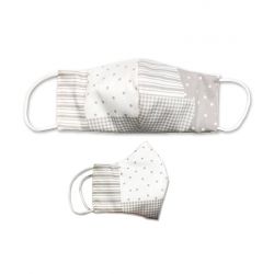 Mascarilla estampada en colores grises y blancos