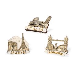 Imán de madera vintage, 3 modelos surtidos