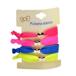 Pack 4 pulseras elásticas surtidas con abalorio de lacito