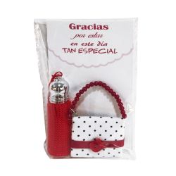Perfumero rojo con  broche bolso en bolsa                                                               