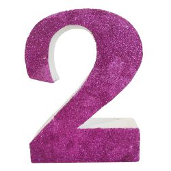 Numero "2" en corcho rosa