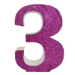 Numero "3" en corcho rosa